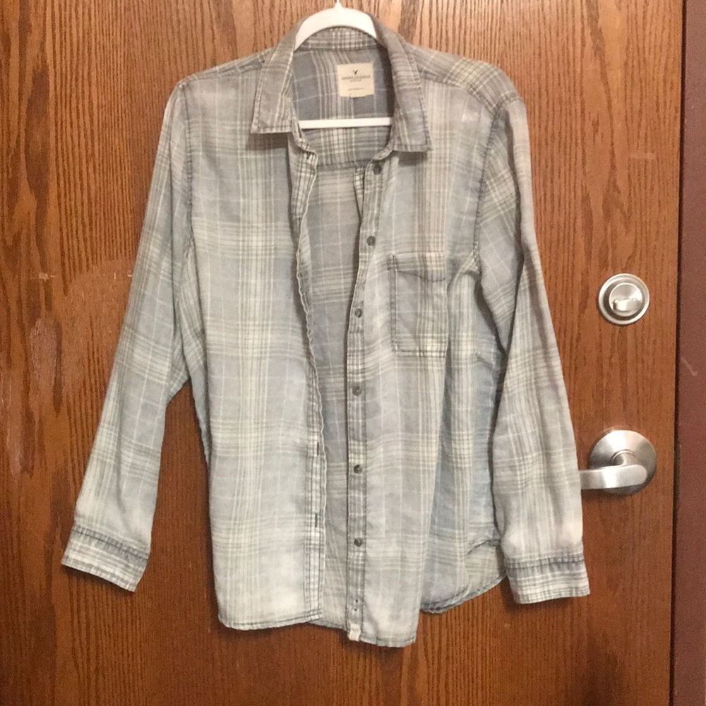American Eagle Boyfriend Fit Blue Flannel